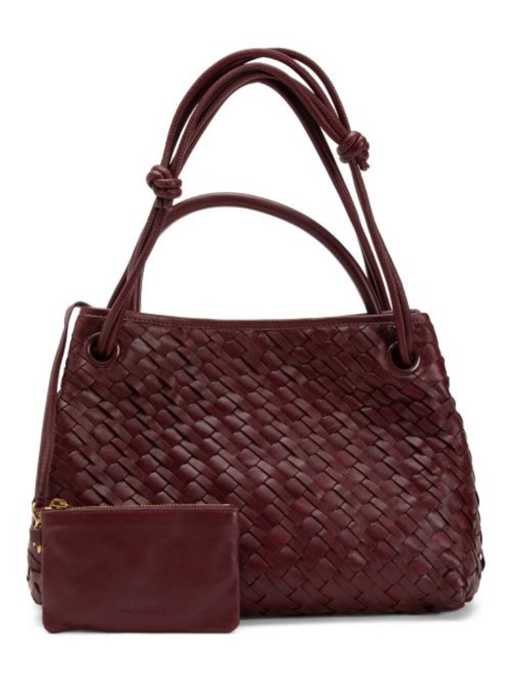 WALTER BAKER Leather Hazel Hand Woven Triple Compartment Satchel